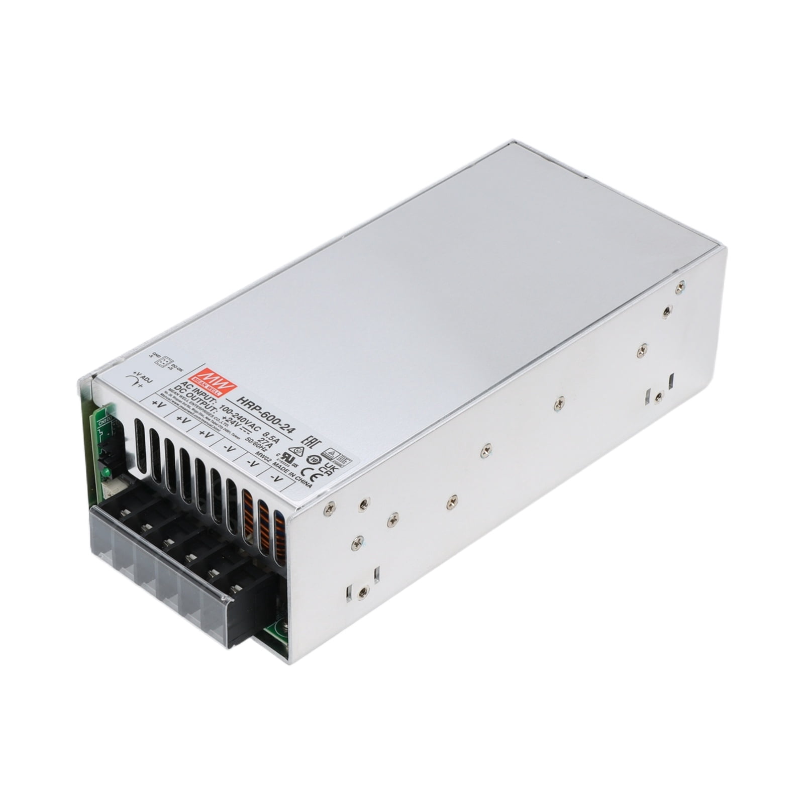 Feedannce 600W 24V 14.6A Industrial Switching Power Supply, DIN Rail Mount, MEAN WELL HRP-600-24