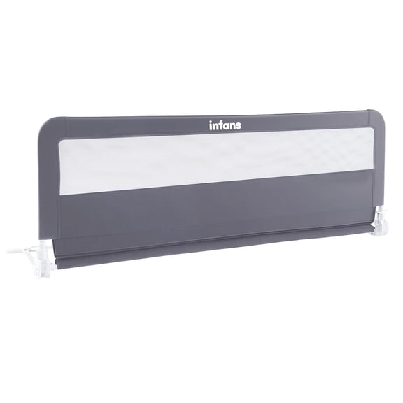 INFANS Bed Rail for Toddlers, 59" Foldable Safety Baby Bed Rail Fit for Kids Twin, Extra Long Swing Down Bed Guardrail for Convertible Queen, Full, King Mattress Side Guard