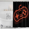 thumbnail image 3 of Orange Game Controller Shower Curtain, Waterproof Shower Curtains for Bathroom, Modern Art Gaming Handheld Black Washable Fabric Bathtub Curtain Set Bath Decor with 12 Hooks Stall 36"x72", 3 of 8