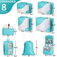 thumbnail image 2 of OlarHike 8 Set Packing Cubes for Travel Luggage Organizer Bags for Travel Accessories Travel Essentials Travel Cubes for Carry on Suitcases (Turquoise), 2 of 5