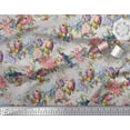 thumbnail image 2 of Soimoi Gray Cotton Voile Fabric Leaves,Floral & American Robin Bird Fabric Prints by Yard 56 Inch Wide, 2 of 3