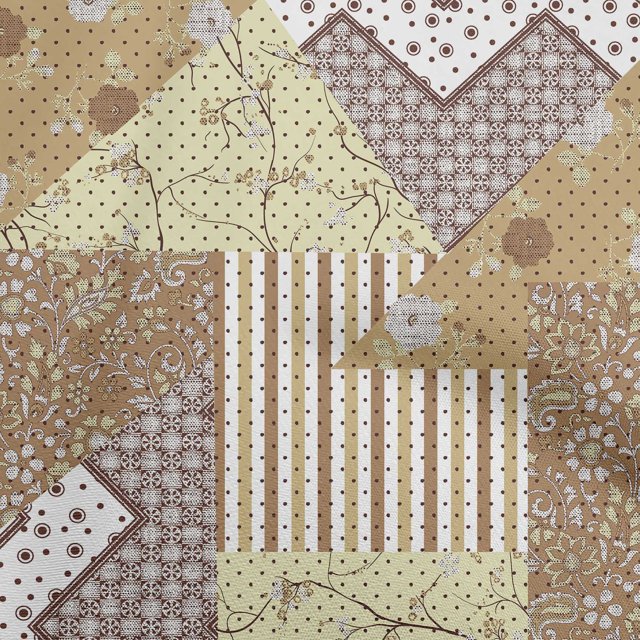oneOone Silk Tabby Light Brown Fabric Floral With Dot Mix Craft Projects Decor Fabric Printed By The Yard 42 Inch Wide