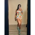 thumbnail image 5 of Women's Street Fashion Party Rock Print Color Block Mini Dress White Vacation Summer Elegant, 5 of 6