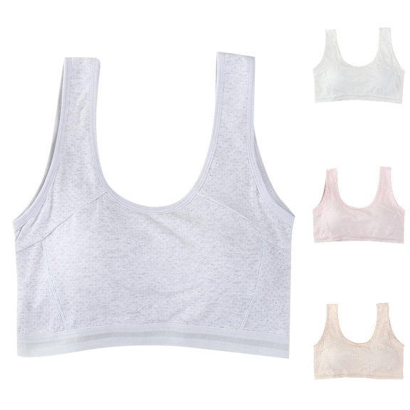 SGMVNU Girls Sports Bras Seamless Lightly Lined Training Bra Wireless Stretchy Breathable Tween Comfortable Bralette Size: 10-12 Years Grey
