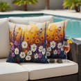 thumbnail image 4 of Orange Purple White Daisy Outdoor Waterproof Pillow Covers, Oil Painting Botanical Floral Decorative Square Throw Pillowcase Sofa Cushion Sham for Patio/Couch/Chair, 16"x16" 2 Pack, 4 of 8
