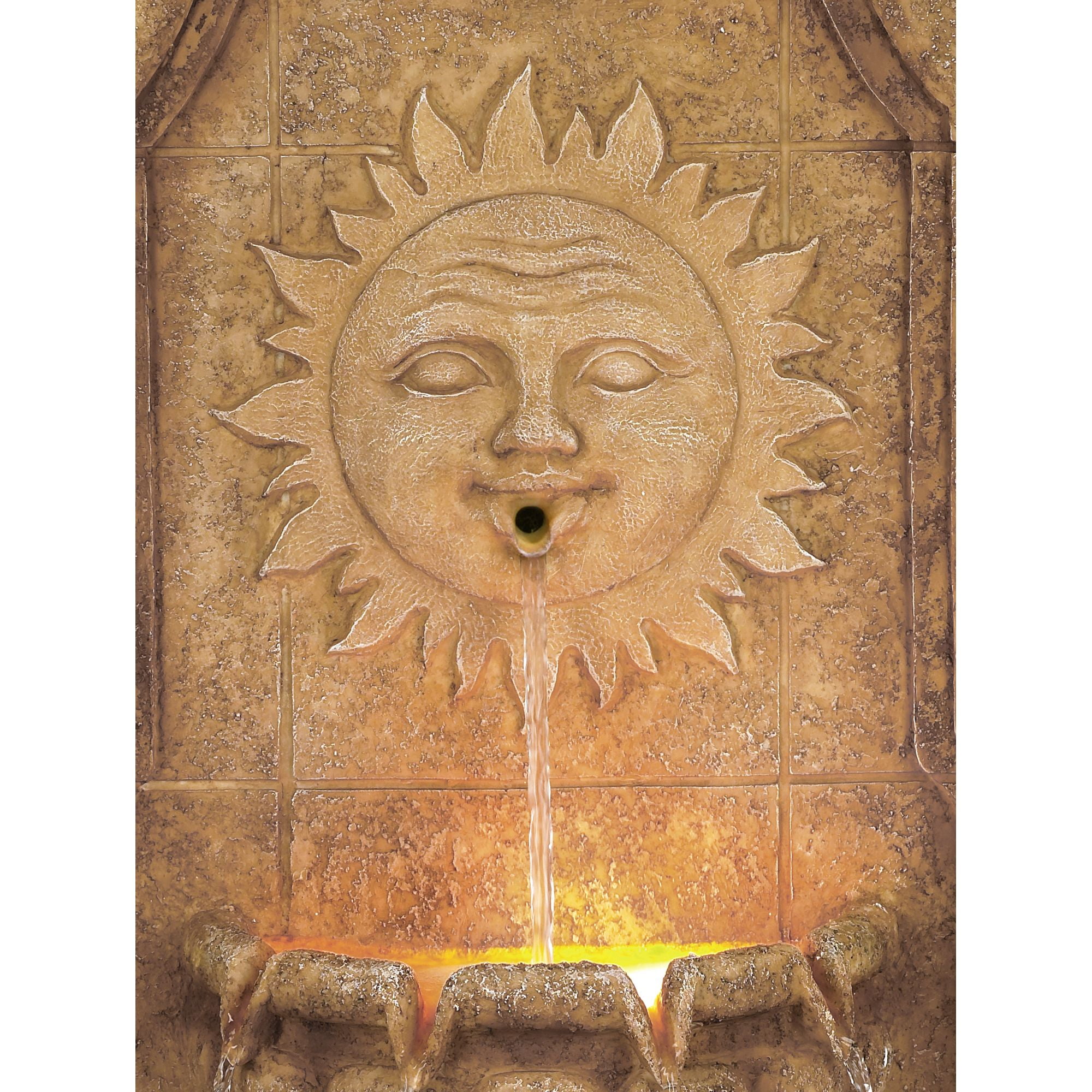 Sun Villa 37" High Large Italian Outdoor Decor Faux Stone Floor Fountain with Light LED Outside Garden Patio