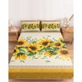 thumbnail image 2 of Twin Sze Fitted Sheet Set - Sunflower Yellow 2 Piece Bedding Sets 16" Deep Pocket Fitted Sheet with 1 Pillowcase, Retro Southwest Country Plant Leaf Floral Brushed Microfiber Hotel Luxury Bed Sheets, 2 of 9
