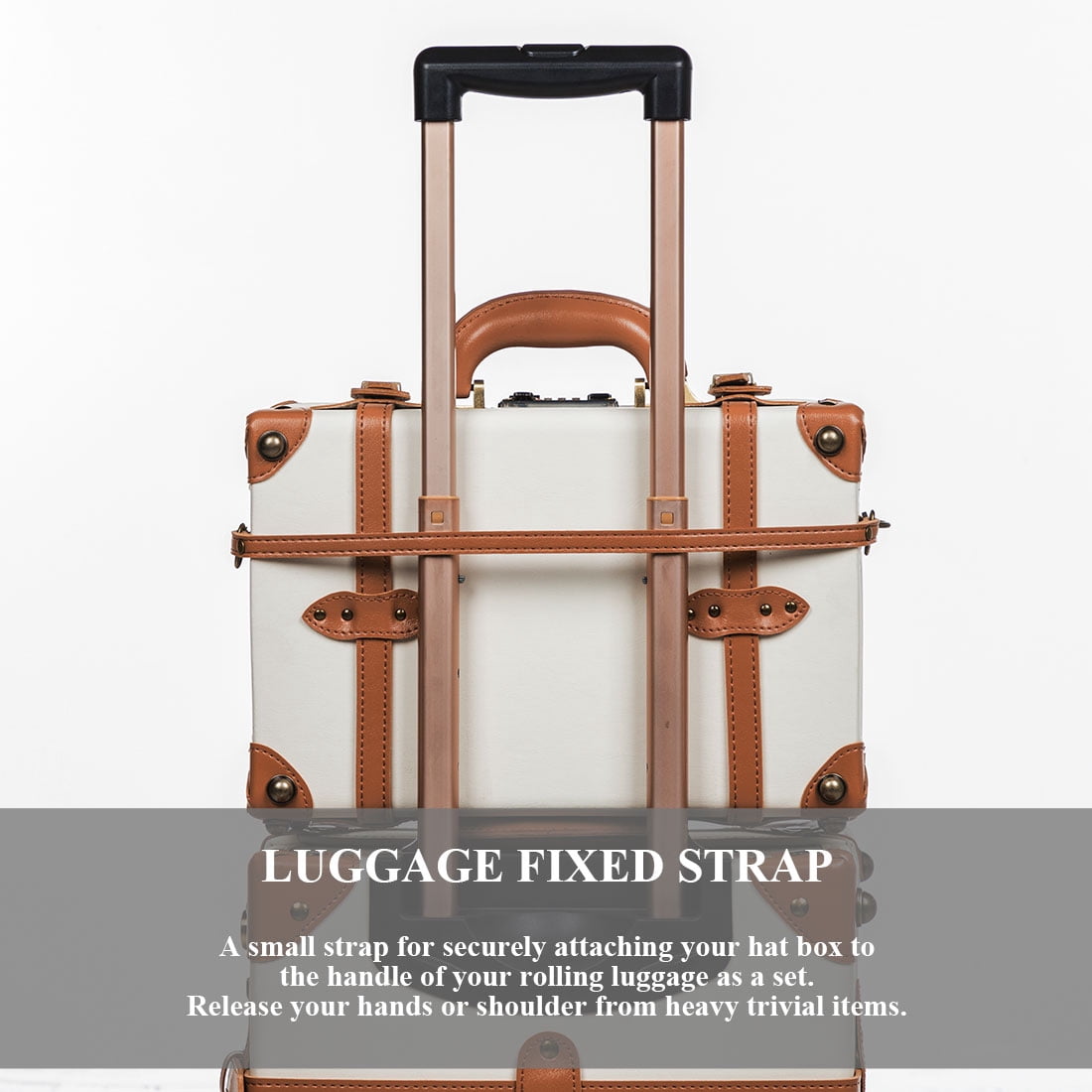 COTRUNKAGE Minimalist 2 Piece Vintage Luggage Sets Travel Carry On Suitcase for Women with Spinner Wheels, Pearl White