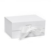 5ea - 6-1/2 X 4-1/2 X 3 White Collapsible Gift Box W/Ribbon by Paper Mart