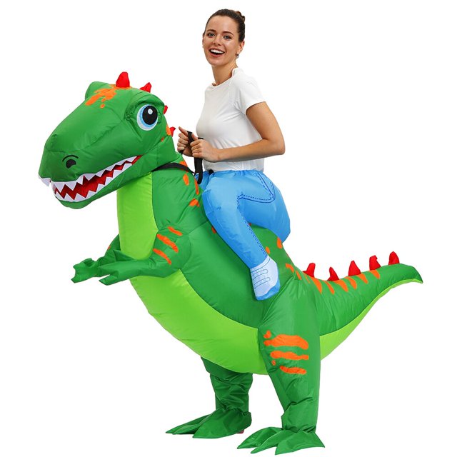 Adult Blue T-Rex Inflatable Dinosaur Costume Cartoon Anime Funny Mascot Christmas Halloween Party Cosplay Costumes Dress Suit heqiyong LED
