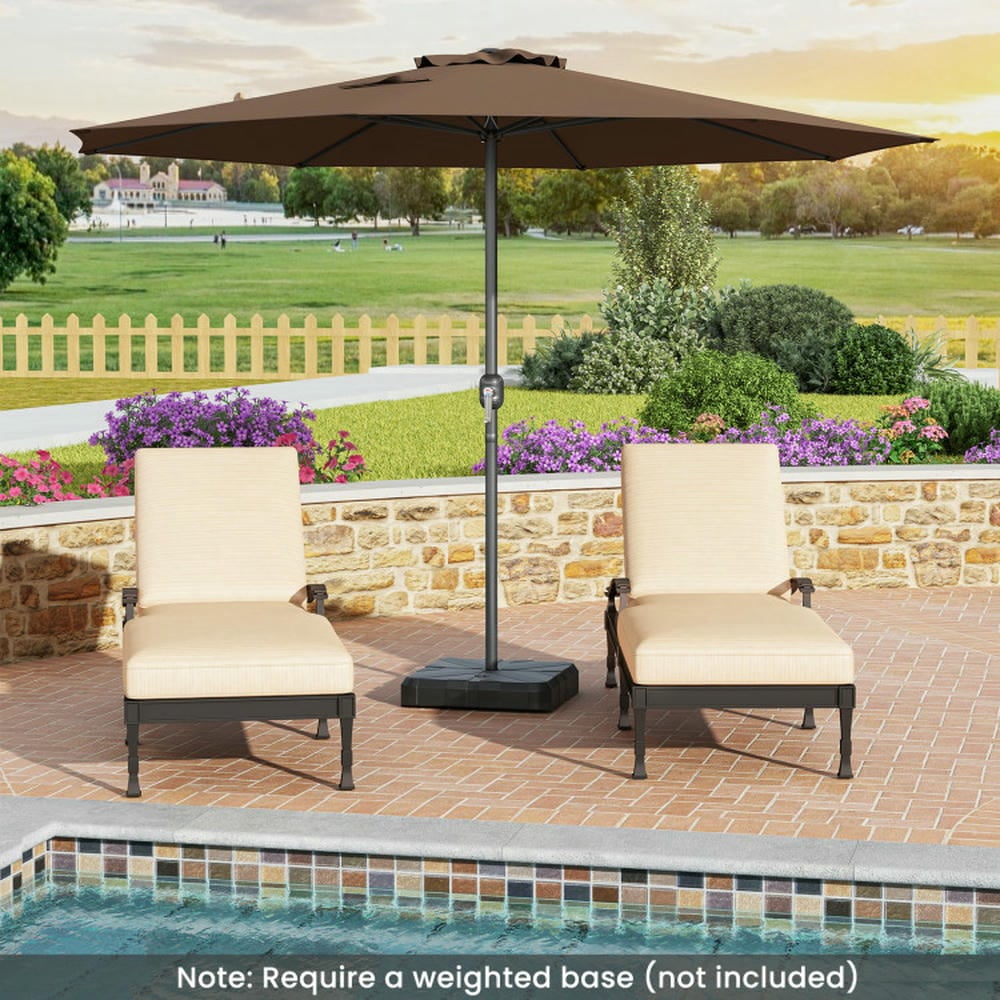 GVN Patio Umbrella, Outdoor Table Umbrella,12 Feet Patio Umbrella with Crank Handle and 8 Sturdy Ribs-Coffee