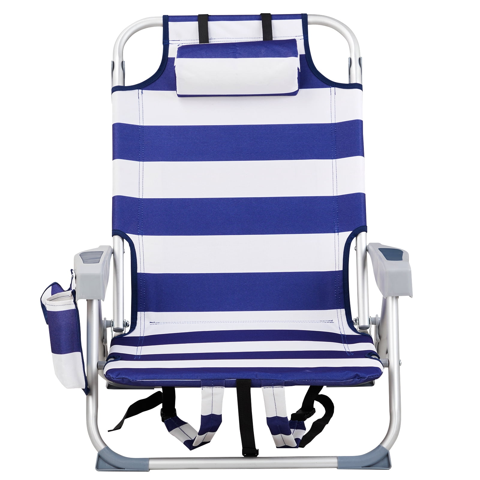 Beach Chair, Short Oxford Cloth Silver White Aluminum Tube Bearing Blue 63*65*82cm