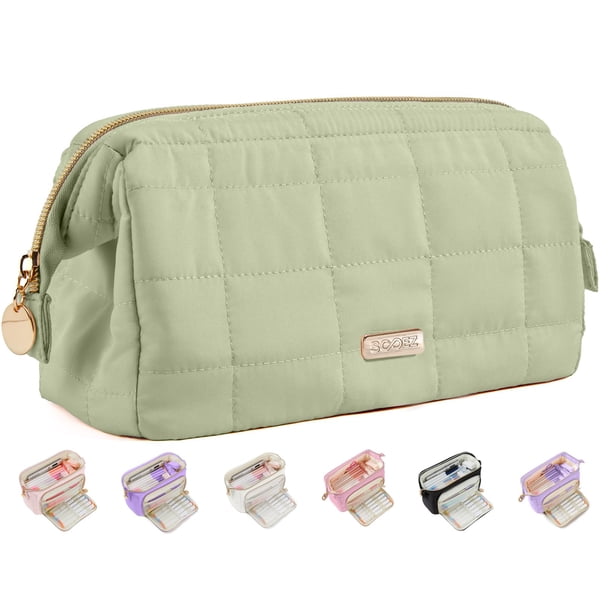 Estuche para Lápices Sooez Grande Suave Acolchado con Cierre Verde