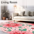 thumbnail image 2 of ODIKA 2'x3' Machine Washable Non-Slip Area Rug, Blossoming Peony Medallion with Whimsical Petal Motifs High Traffic Rug with Pad, Pink, 467590, 2 of 8