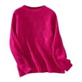 thumbnail image 1 of cfhntfmh Chandails pour Femmes Tricot Torsadé Couleur Unie Pull Col Rond Manches Longues Mode Automne 2024 Tenues Chaudes, 1 of 5