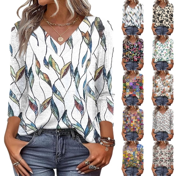 Womens Tops 3/4 Sleeve Dressy Casual Shirts Fall Outfits Travel Vacation Plus Size Spring Clothes Light Gray 2XL