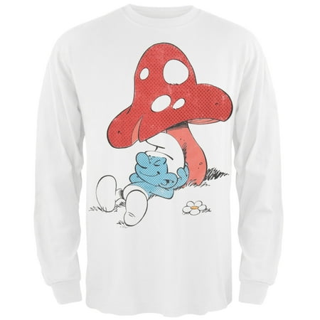 Smurf Mushroom - Smurfs - Lounging Under Mushroom Long Sleeve T-Shirt