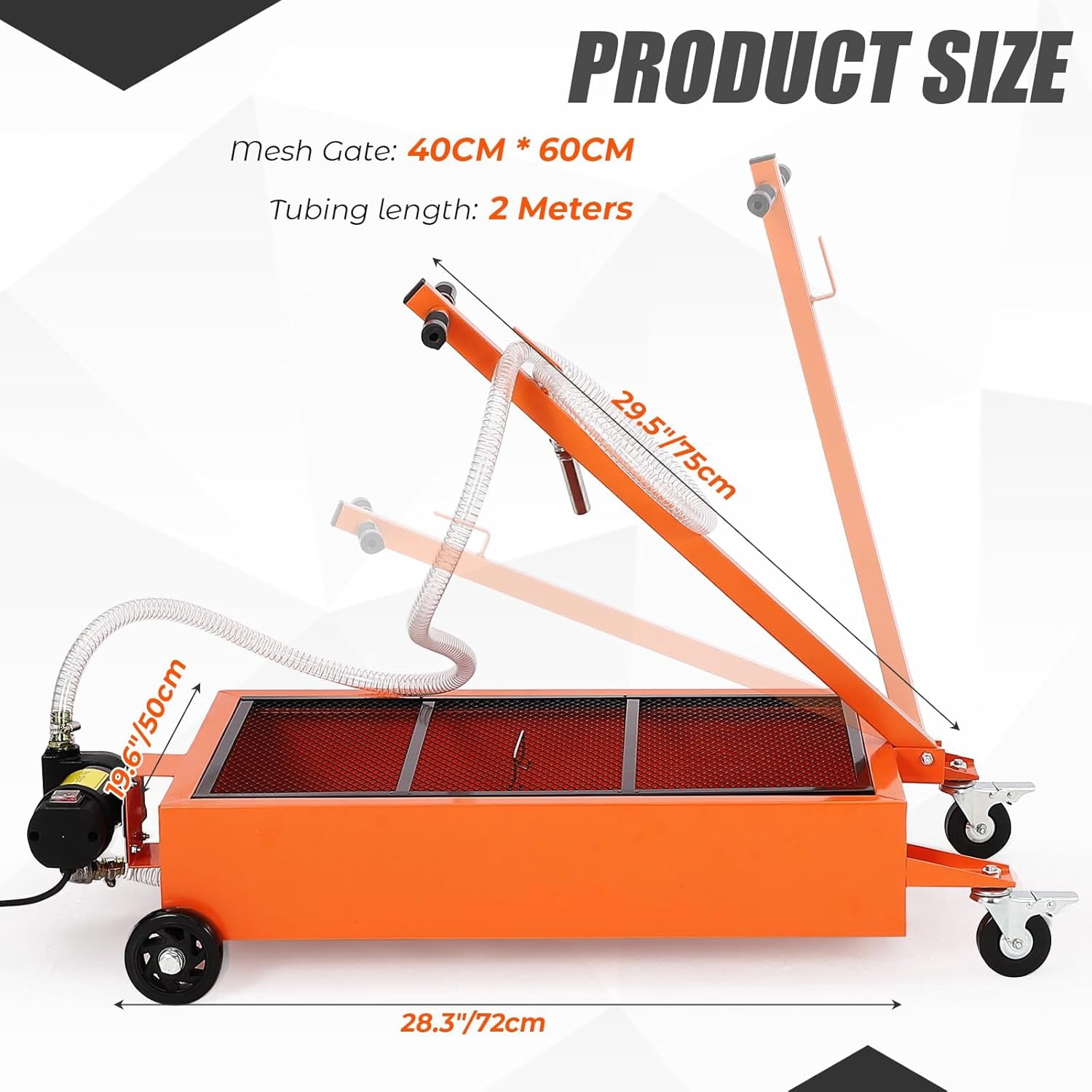 Acekid 15 Gallon Oil Drain Pan with 110V Electric Pump, Metal Oil Change Cart with 8FT Hose & Folding Handle, Orange