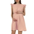 thumbnail image 3 of Women's Maternity Dress Square Neck Ruffle Strap Flying Sleeve Pregnancy Dress Mama Cute Babydoll Dress Summer, 3 of 6