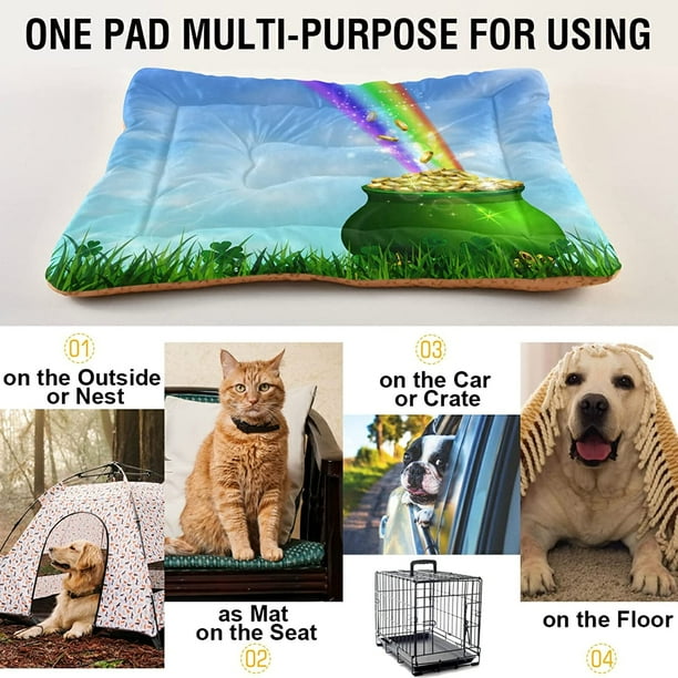 Gold Pot Rainbow Dog Bed Cat Bed Rectangle Comfortable Pet Bed