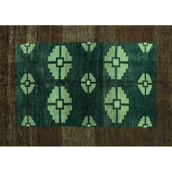 Ahgly Company Indoor Rectangle Abstract Turquoise Blue Modern Area Rugs, 2' x 3'