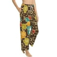 thumbnail image 2 of Uemuo Robot and Monsters Pattern Women's Wide Leg Palazzo Lounge Pants with Pockets Light Weight Loose Comfy Casual Pajama Pants-Large, 2 of 9