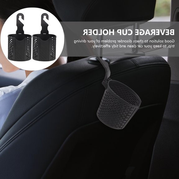 OUNONA 2Pcs Black Car Hanging Cup Holder Durable Plastic Beverage Organizer for Vehicle