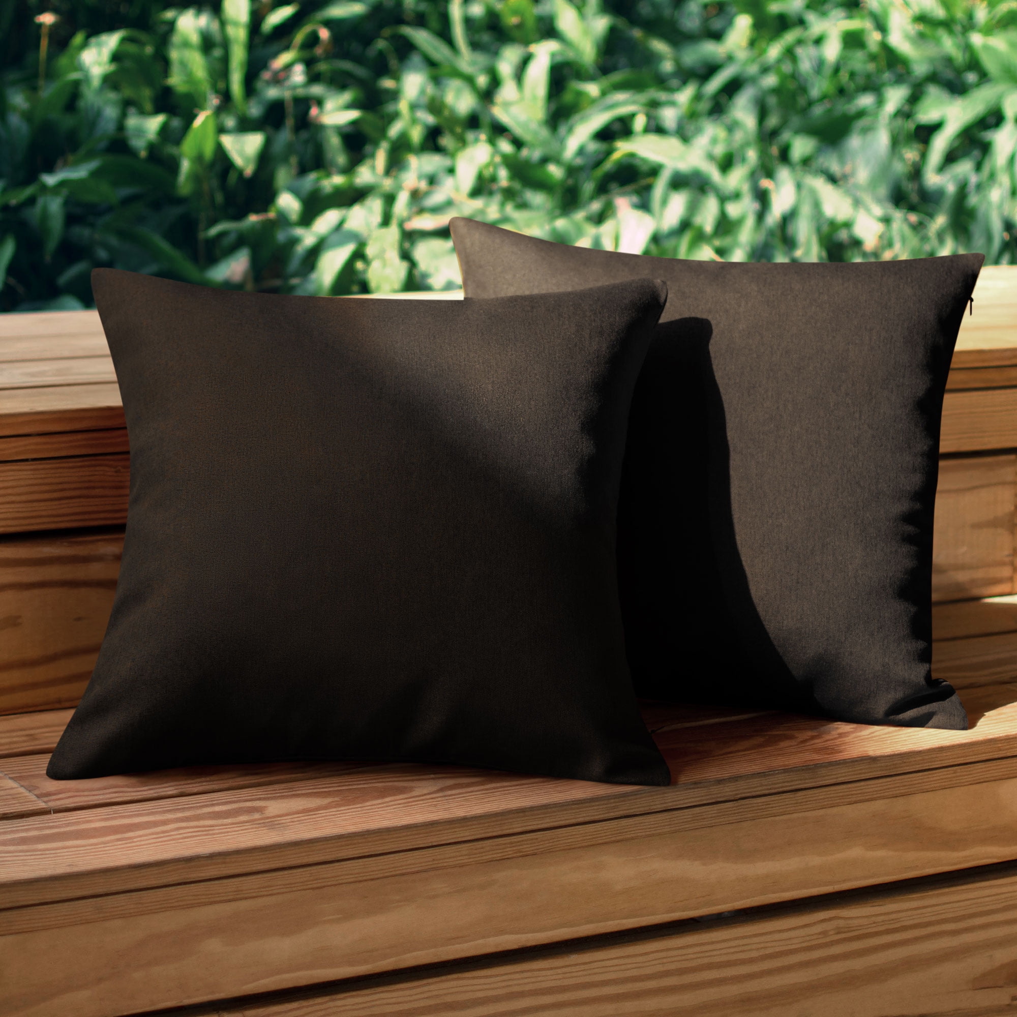 Unique Bargains 2-Pack Solid Waterproof Decorative Throw Pillow Covers Brown 18" x 18"