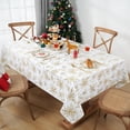 thumbnail image 2 of Christmas Tablecloth 60×84 Inch, Poinsettia Christmas Table Cloth for Winter, Gold Christmas Tablecloths, Christmas Decorative Table Cover for Table, Kitchen, Dining, Holiday, 2 of 5