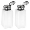 thumbnail image 1 of Uxcell 2Pcs Dispensadores de Alcohol 250ml (8.45oz) con bomba de líquido de presión y tapa de acero inoxidable, Blanco, 1 of 6