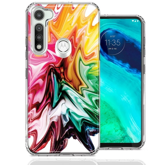 MUNDAZE For Motorola Moto G Fast Rainbow Flower Abstract Design Double Layer Phone Case Cover