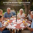 thumbnail image 3 of Round Outdoor Tablecloth with Umbrella Hole and Zipper, Tropical Leaves Tablecloth with Elastic Waterproof, Modern Boho Botanical Foliage Retro Red Patio Table Covers for 45" - 54" Pool Tables, 3 of 9