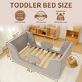thumbnail image 7 of Mophoto Modern Gray Upholstered Toddler Bed with Padded Headboard Frame with Removable Guard Rails Kids Toddler Floor Standard Crib Size Bed for Girls and Boys(Mattress Not Included), 7 of 7