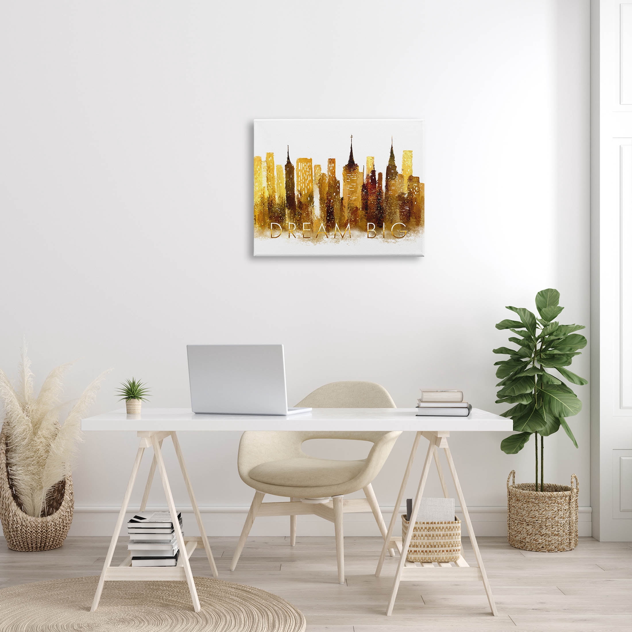 Stupell Industries Dream Big Glam City Skyline Graphic Art Gallery Wrapped Canvas Print Wall Art, Design by Ziwei Li