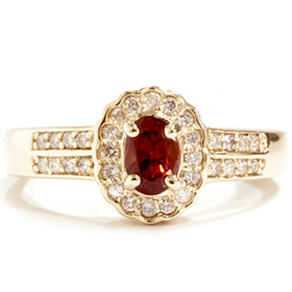 Pompeii 1 1/10ct Diamond & Red Tourmaline Pave Halo Gold Ring 14K Gold (G/H,I1)