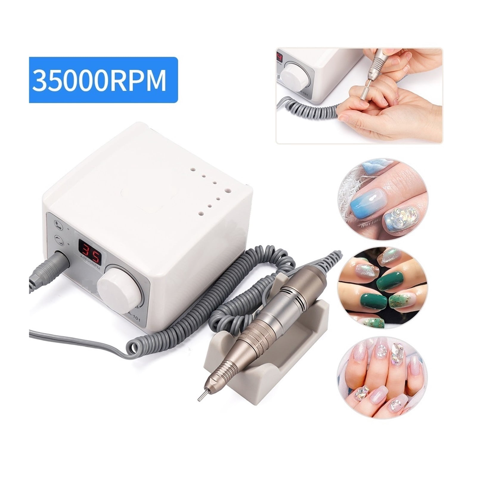 Nail Polisher, 35000RPM Nail Drill Machine, Electric Professional Nail File Polishing Grinding Device For Manicure Pedicure ,Low Noise