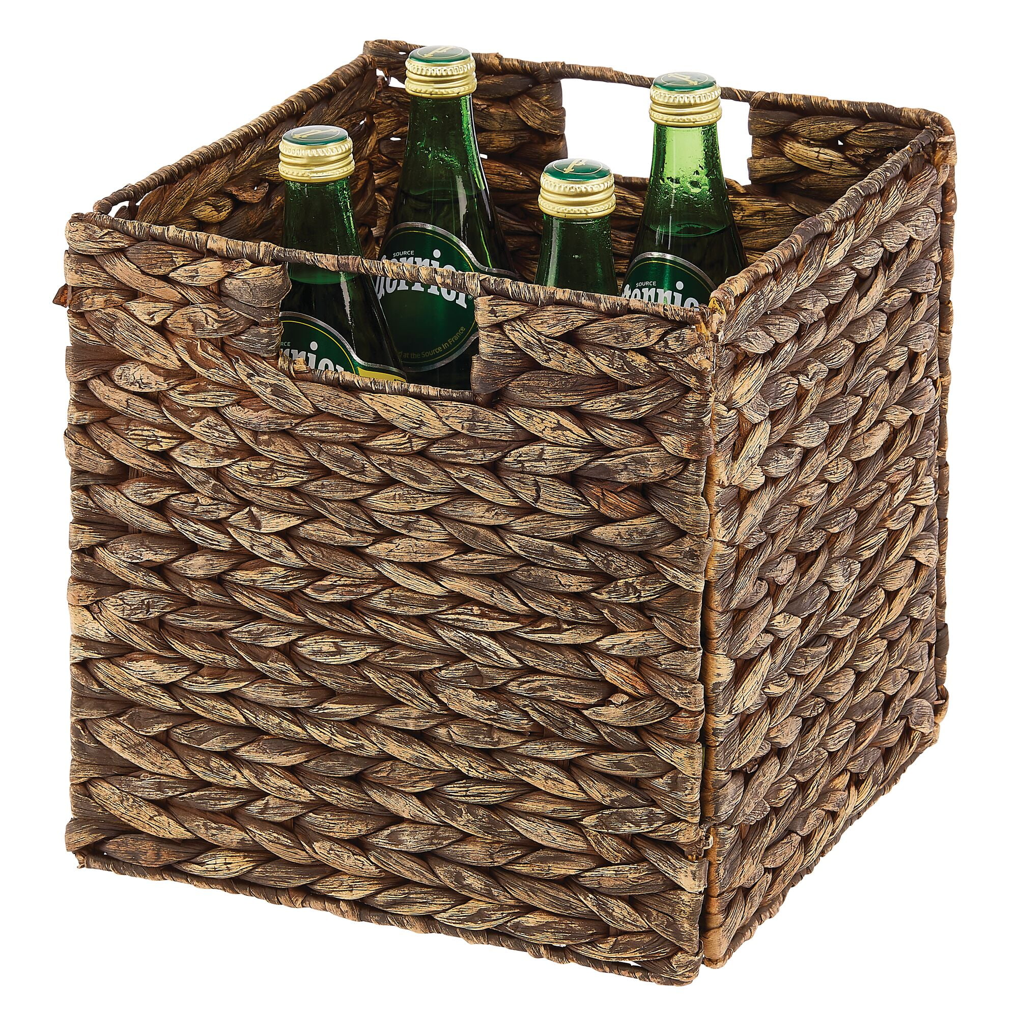mDesign Woven Hyacinth Kitchen Storage Organizer Basket Bin, 8 Pack, Brown Wash