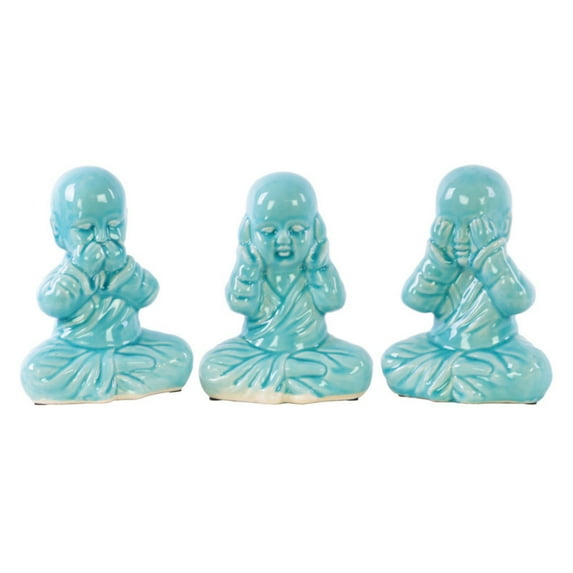 Urban Trends Collection: Ceramic Monk Figurine, Polished Chrome Finish, Silver