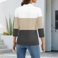 thumbnail image 5 of Garbnen Womens Polo Shirts 3/4 Sleeve Color Block Turn Down Collar V Neck Womens Tops Fitted Spring Tunics Tops for Women with Front Pocket, 5 of 5