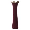 thumbnail image 3 of MeMoi Women's Wool Blend Plaid Ruffle-Cuff Chain Stitch Crew Sock - Womens - Female, 9-11, Burgundy, 3 of 7