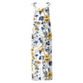 thumbnail image 5 of Mifsaly Floral Print Linen Bib Overalls Women Wide Leg Baggy Jumpsuit Summer Beach Vacation One Piece Playsuit Adjustable Tie Shoulder Straps Casual Romper 2026 M, 5 of 5