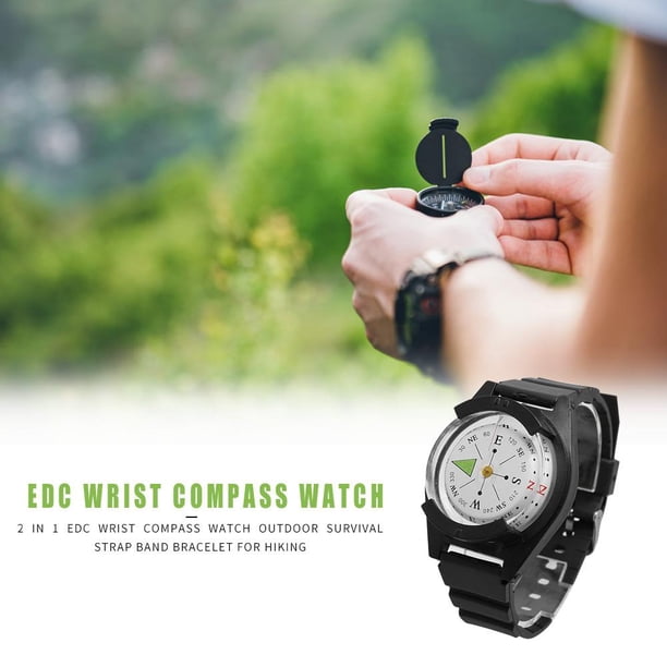 EDC reloj con brújula pulsera de correa de supervivencia al aire libre para senderismo Ndcxsfigh Para Estrenar