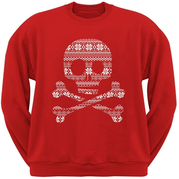 Skull & Crossbones Silhouette Red Adult Sweatshirt