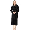 thumbnail image 2 of NY Threads Women Fleece Shawl Collar Bathrobe Plush Long Robe, Small, Black, 2 of 4