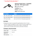 thumbnail image 2 of Upstream Oxygen Sensor - Compatible with 1995 - 1997 Toyota Corolla 1996, 2 of 2