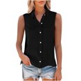 thumbnail image 2 of Jalioing Cotton Linen Shirt Collared Sleeveless Button Down Blouses Casual Dressy Business Work Tops Summer Clothes, 2 of 7