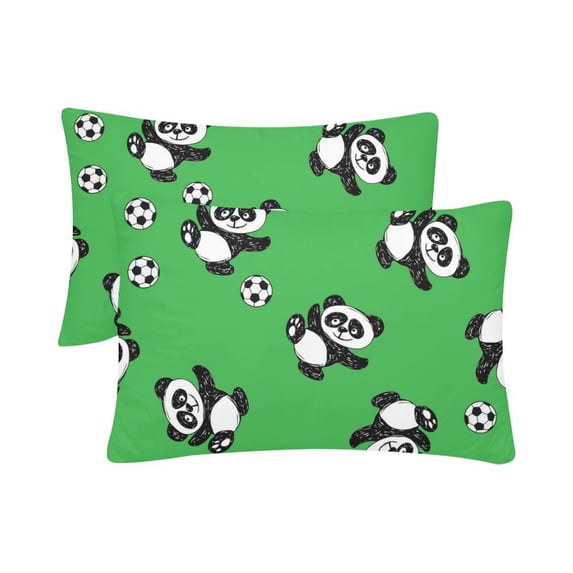 MKHERT Funny Panda Playing Soccer Pillowcase Pillow Protector Cushion Cover 20x30 inch,Set of 2