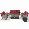 thumbnail image 3 of Opohoro 9-Piece Outdoor Patio Fire Pit Set with Sofa and Flat Arm, 43" Fire Pit Table, Propane Tank Cover for Deck Backyard, 3 of 18