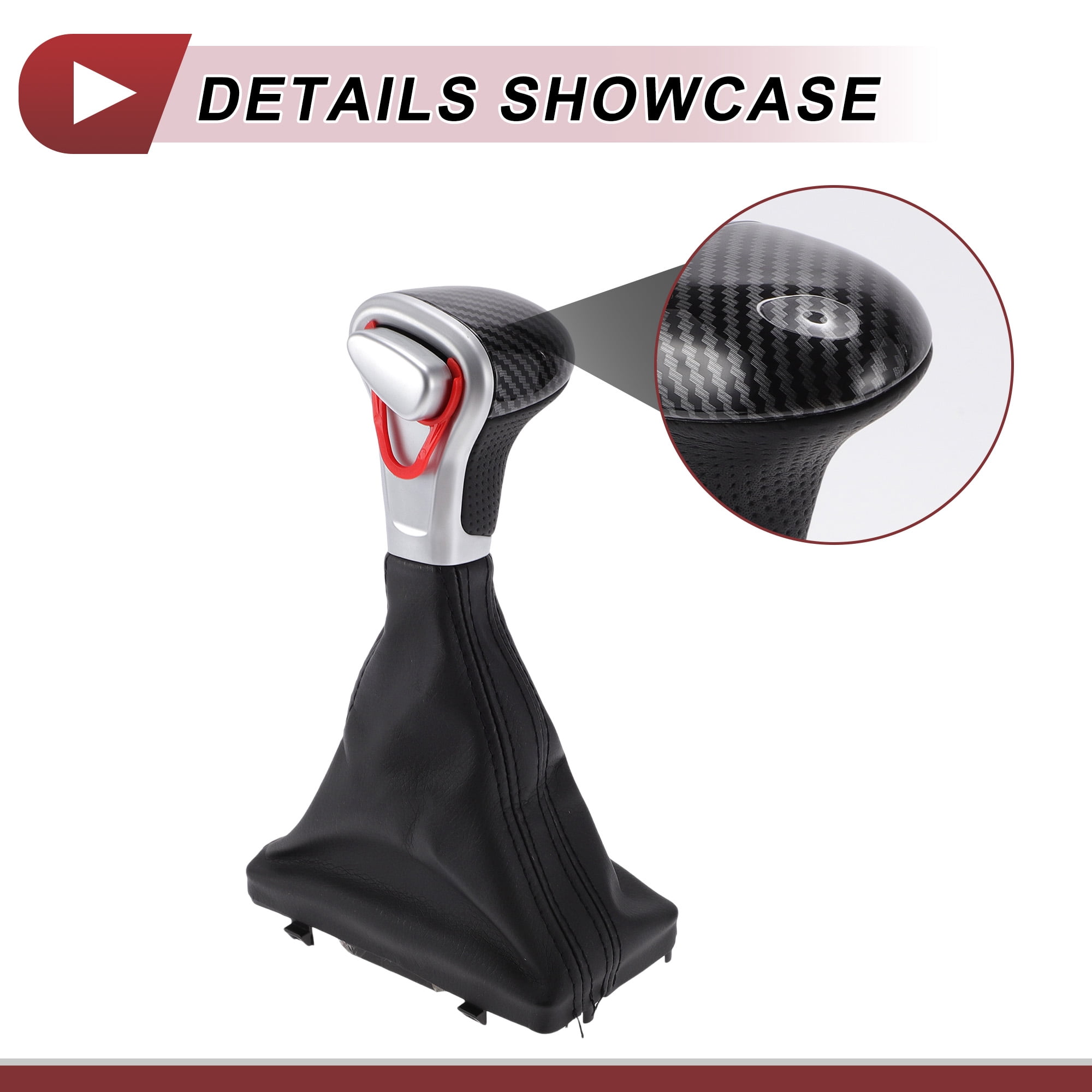 Unique Bargains Gear Shift Knob with Cover Automatic Stick Shifter Knob for Audi A5 Quattro 2008-2016 Faux Leather Black