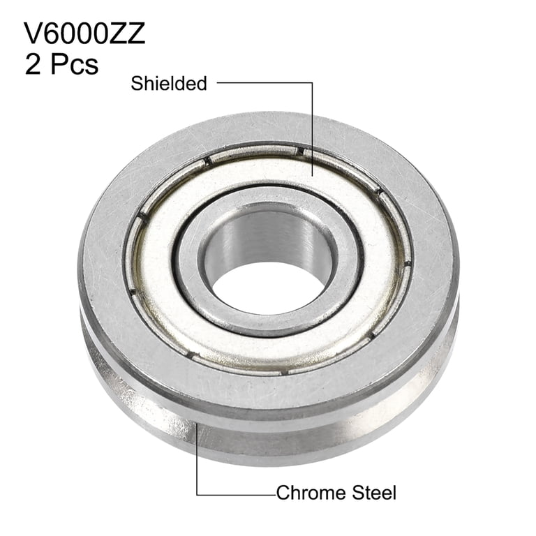 Uxcell V6000ZZ V-Groove Shaped Bearing 10mmx30mmx8mm Double Metal